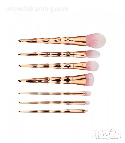 КОМПЛЕКТ ОТ 7 БР. ЗЛАТНИ ЧЕТКИ ЗА ГРИМ С ЕФЕКТНИ ДРЪЖКИ - КОД 1736, снимка 3 - Декоративна козметика - 33987499