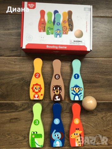 Детски дървен боулинг Tooky toy, снимка 1 - Игри и пъзели - 39463465