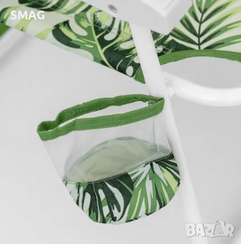 Плажен стол зелени тропически листа с дръжки & случай 55x58x74cm S_1234799, снимка 3 - Къмпинг мебели - 50045648