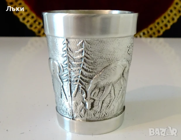 Чаша от калай с Елен,ловна картина. , снимка 4 - Антикварни и старинни предмети - 51395026