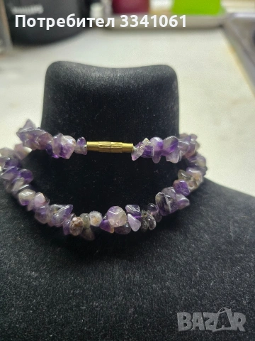 Старо колие от естествен камък Аметист