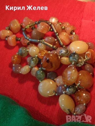 ХАЛЦЕДОН и ЯСПИС СТАРО БРОНЗОВО ПОЗЛАТЕНО КОЛИЕ 66781, снимка 9 - Колиета, медальони, синджири - 29555783