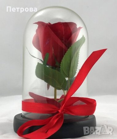 Вечна роза/Роза в стъкленица-17х10 см./изкуствена роза, снимка 2 - Декорация за дома - 35705088