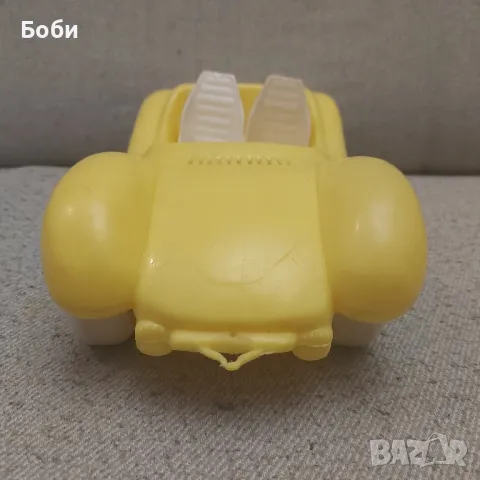 Стара Соц Българска Пластмасова Играчка Жълта Кола, снимка 4 - Колекции - 50064239