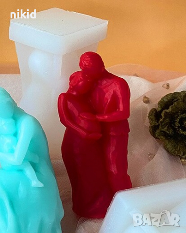 3D Двойка бременна жена с мъж силиконов молд форма калъп свещ гипс декор смола, снимка 2 - Форми - 36462308