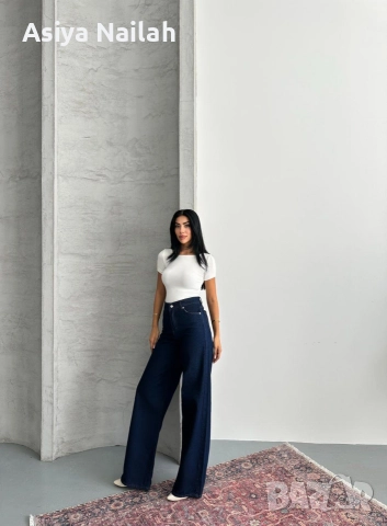 Дамски дънки с висока талия и широк крачол, снимка 4 - Дънки - 52792597