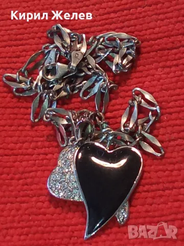 СРЕБЪРНО КОЛИЕ със СЪРЦЕВИДЕН МЕДАЛЬОН СРЕБРО 925 CSF с БЯЛА ПОЗЛАТА ЦИРКОНЧЕТА и ЕМАЙЛ 44392, снимка 9 - Колиета, медальони, синджири - 49916285