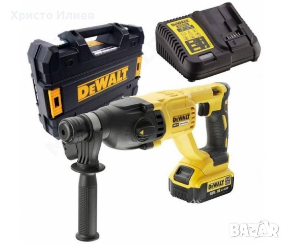 Dewalt Перфоратор Акумулаторен Безчетков 18V Батерия 4Ah Зарядно Куфар, снимка 10 - Бормашини - 39403631