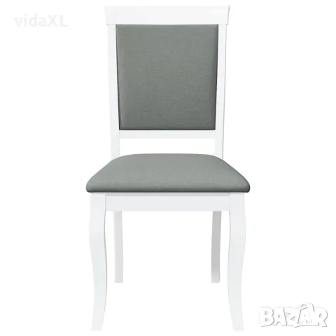 vidaXL Трапезни столове с възглавници 2 бр Бяла масивна дървесина гума, снимка 5 - Столове - 56147547