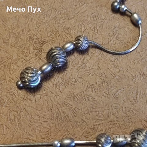 Сребърни висящи обеци с топчета (130), снимка 5 - Обеци - 44340653