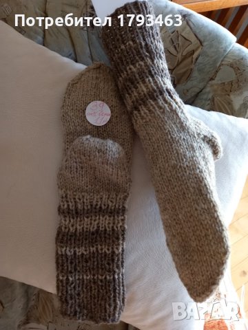 Ръчно плетени мъжки чорапи от вълна, размер 39, снимка 1