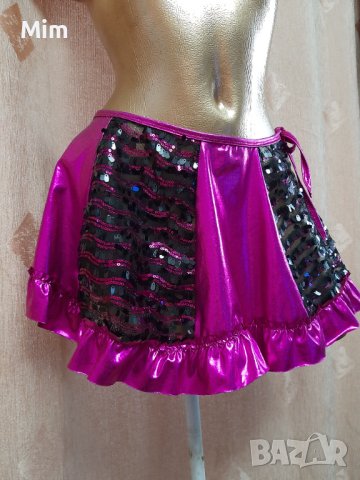 М/L Розова къса пола от еко кожа и дантела , снимка 5 - Поли - 40245280