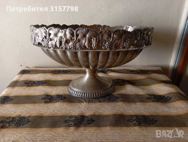 Посребрена месингова фруктиера арт деко