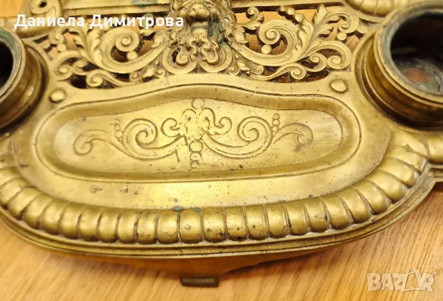 Масивна антикварна двойна мастилница (писалищен прибор), снимка 8 - Антикварни и старинни предмети - 55922250