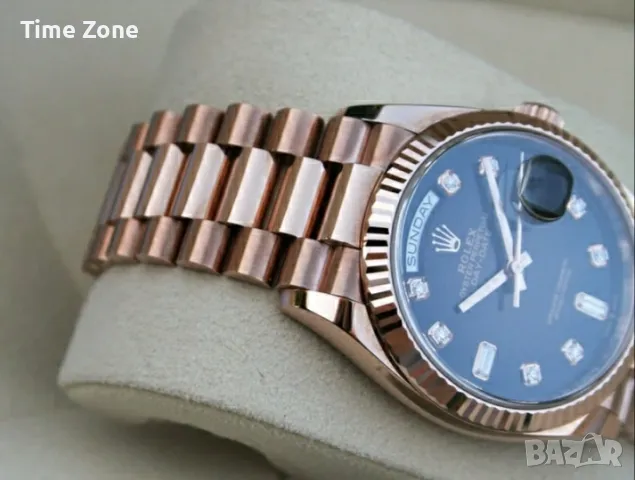 Rolex Day-Date 36mm Rose Gold Chocolate Dial Diamond Automatic Дамски Различни Варианти, снимка 6 - Дамски - 48183126