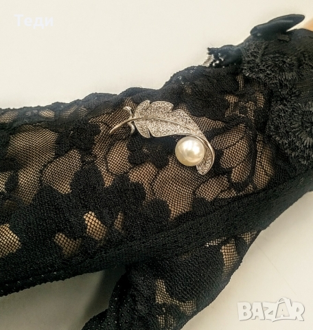 Сребърна брошка с перла ” Капчица роса”, снимка 7 - Колиета, медальони, синджири - 36071973