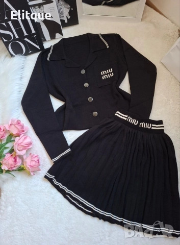 дамски плетени комплекти жилетка и пола miu miu , снимка 8 - Комплекти - 52606241