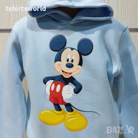 Нов детски суичър с дигитален печат Мики Маус в светлосин цвят, снимка 7 - Детски анцузи и суичери - 36350825