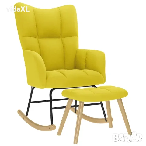 vidaXL Люлеещ се стол с табуретка за крака Светложълта тъкан（SKU: 4016809）