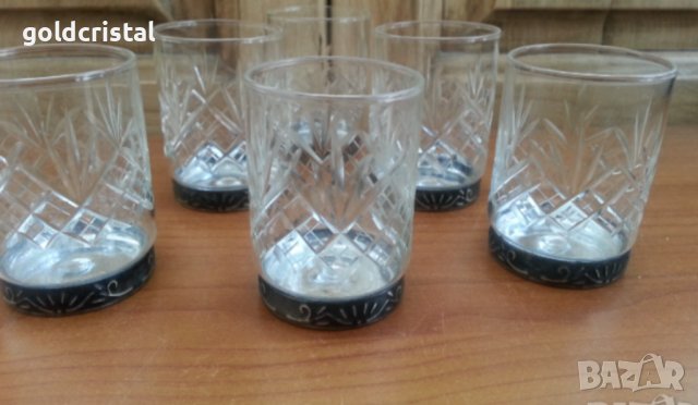 Руски кристални чаши с посребрена основа , снимка 3 - Антикварни и старинни предмети - 36241661