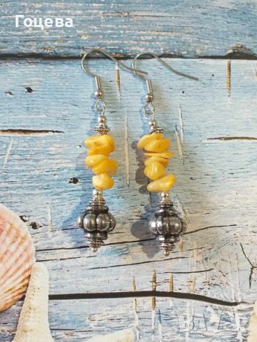 Новият ни Бохо Шик комплект обеци и колие със жълт кварц и орнаменти цвят сребро , снимка 7 - Бижутерийни комплекти - 41973182