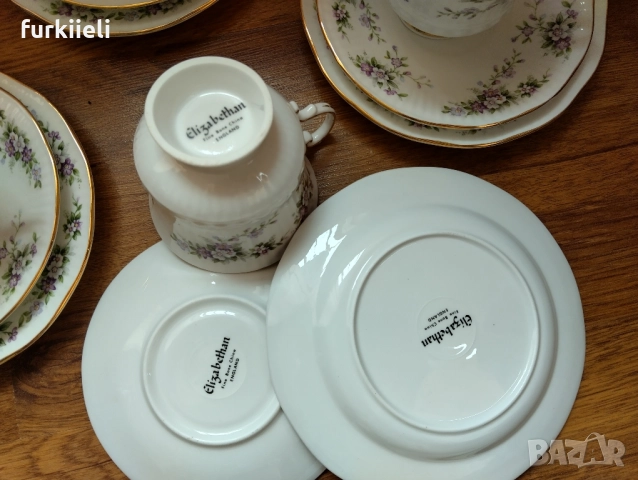 5 тройни сета за чай от финала костен порцелан, произведен от  Elizabethan, снимка 3 - Чаши - 52027703