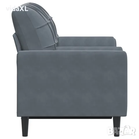 vidaXL 2-местен диван с декоративни възглавници тъмносив 120 см кадифе, снимка 4 - Дивани и мека мебел - 56146876