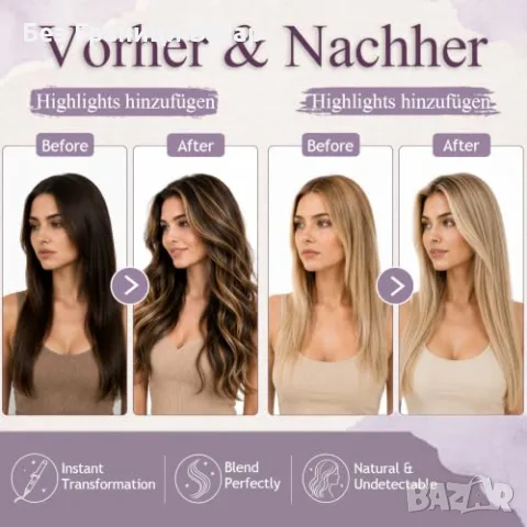 Нови руси Екстеншъни естествена коса Remy Clip-In 25 см Pearl Blonde #60 5 части клипс за прическа, снимка 4 - Аксесоари за коса - 56041429