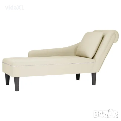 vidaXL Кушетка с възглавница и десен подлакътник, кремав, кадифе