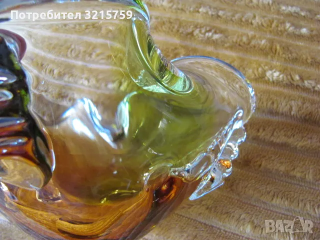 Масивна кристална купа, цветно стъкло, ръчна изработка,17х9см., снимка 6 - Декорация за дома - 48617867