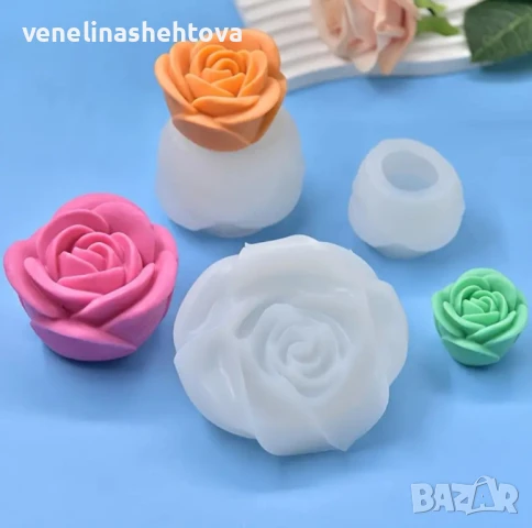3D 3 размера рози Силиконов молд форм за свещи гипс сапун смола фондан за декорация на торта , снимка 5 - Форми - 50644110