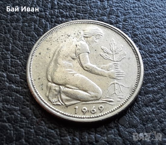 Стара монета 50 пфенига 1969 г. буква  F - Германия  - топ цена !, снимка 4 - Нумизматика и бонистика - 42402355