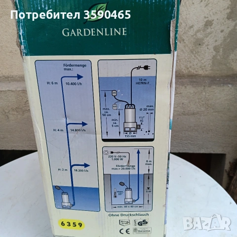 Водна помпа Gardenline, снимка 8 - Водни помпи - 53870273
