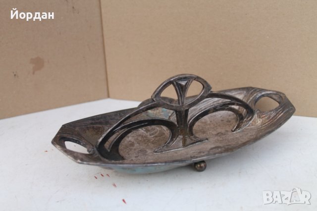 Посребрен лъжичник АРТ Деко, снимка 3 - Антикварни и старинни предмети - 42406781