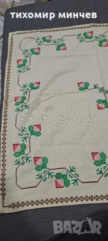 Покривка каре плетена, снимка 2 - Покривки за маси - 52877508