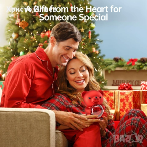 Подаръчна кутия мече с вечна роза комплект със сребърно колие сърце с черен камък, снимка 4 - Колиета, медальони, синджири - 53266836