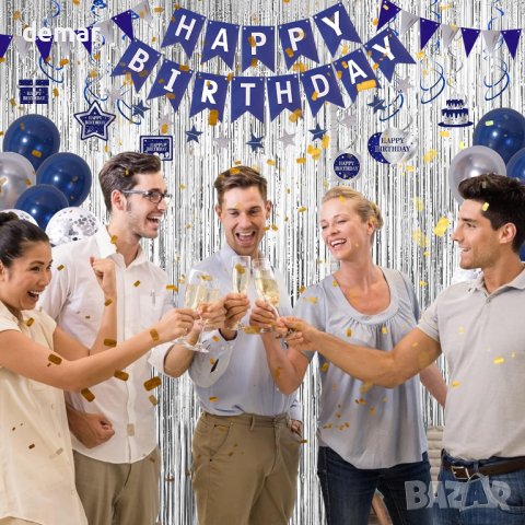 Декорации за рожден ден, тъмносини и сребърни,, снимка 4 - Декорация за дома - 42284499