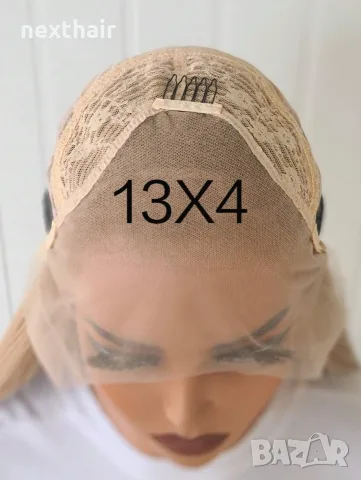 Перука 80 см - Пшенично руса права перука с дантела Lace Front 13×4, снимка 5 - Аксесоари за коса - 55887938