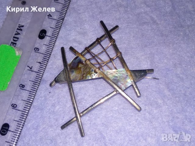 СТАРА АРТИСТИЧНА СЕДЕФЕНА СРЕБЪРНА ВИНТИДЖ АРТ БРОШКА РЪЧНА ИЗРАБОТКА с КРАЛСКИ СЕДЕФ 34496, снимка 3 - Антикварни и старинни предмети - 39535588