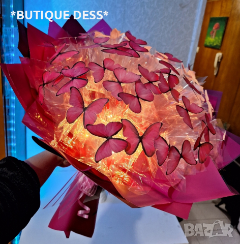 Луксозни,ръчно изработени,светещи букети "DESS"🦋✨️‼️БЕЗПЛАТНА ДОСТАВКА при поръчка на 2 букета‼️🎁, снимка 10 - Подаръци за юбилей - 44792456