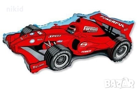 Формула Рали Грамадна спортна червена кола автомобил голям фолио фолиев балон хелий и въздух, снимка 2 - Други - 34539359