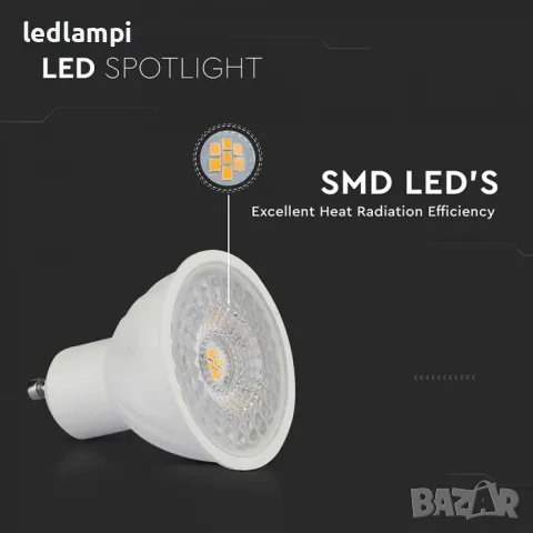 LED лампа 6W GU10 Неутрално Бяла Светлина - Димируема, снимка 2 - Крушки - 49765109