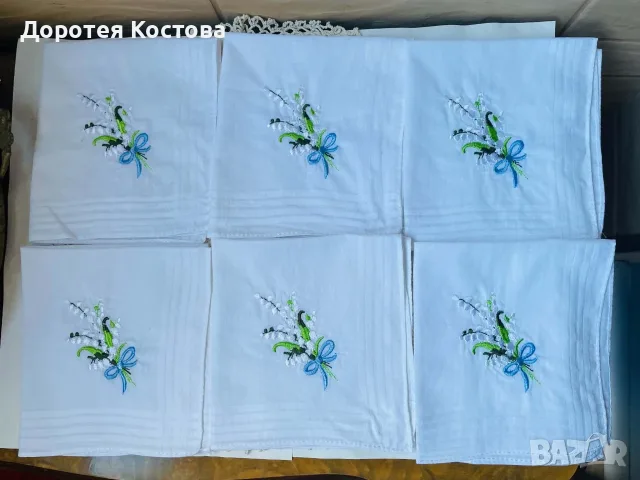 Красиви текстилни бели салфетки от Англия с момина сълза 