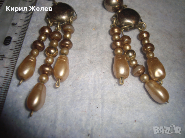 ЗЛАТИСТИ ПЕРЛЕН ТИП РЕТРО - ВИНТИДЖ АРТ МОДЕЛ ОБЕЦИ 3589, снимка 5 - Обеци - 36477648
