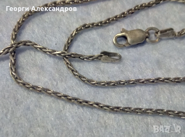 Фино СРЕБЪРНО КОЛИЕ / ВЕРИЖКА Сребро 925 ITALY S с БЯЛА ПОЗЛАТА Здрава Красива Винтидж - АРТ Плетка, снимка 8 - Колиета, медальони, синджири - 52776236