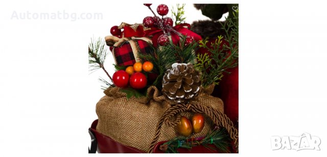 Коледна декоративна фигура Дядо Коледа с шейна, Automat 40см , снимка 4 - Декорация за дома - 34778522