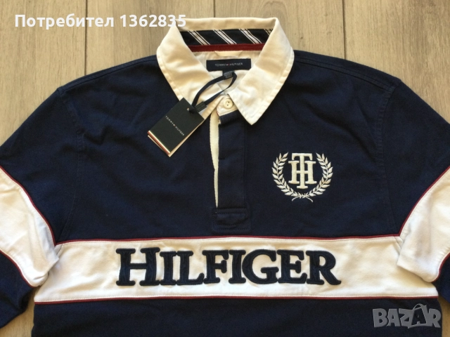 НОВА оригинална синя ръгби поло фланела блуза TOMMY HILFIGER размер L, снимка 2 - Блузи - 51801107