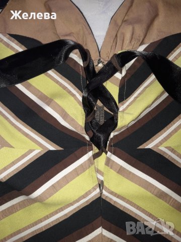 Дамска къса рокля в зелено и черно, гол гръб, кръстосани презрамки, XS, снимка 2 - Рокли - 41100421