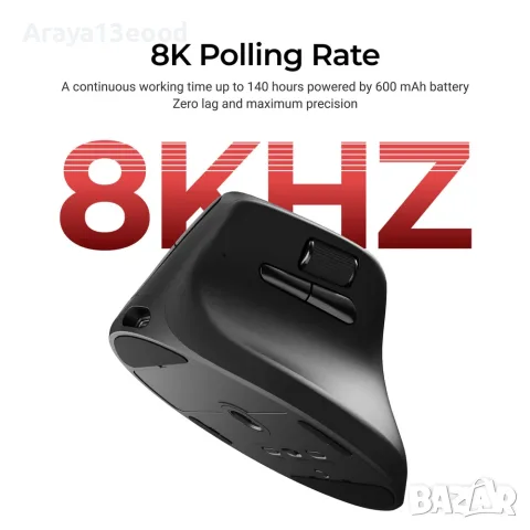Безжична ергономична мишка Keychron M5 – 30 000 DPI, 8000 Hz, снимка 6 - Клавиатури и мишки - 55975739