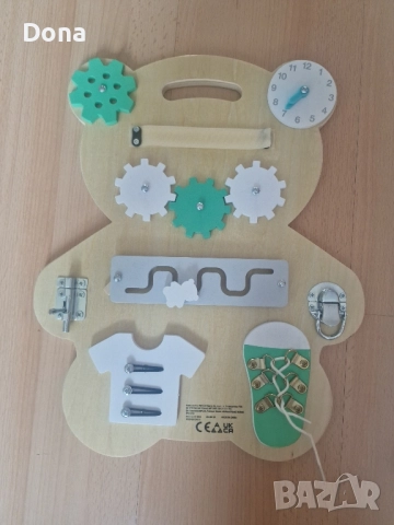 Монтесори сензорна дъска мече. Бизиборд , снимка 1